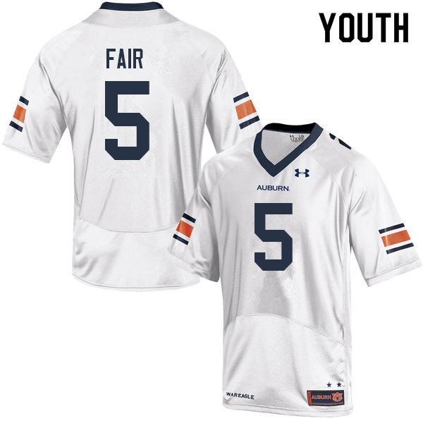 Auburn Tigers Youth Jay Fair #5 White Under Armour Stitched College 2022 NCAA Authentic Football Jersey DJS4574CP